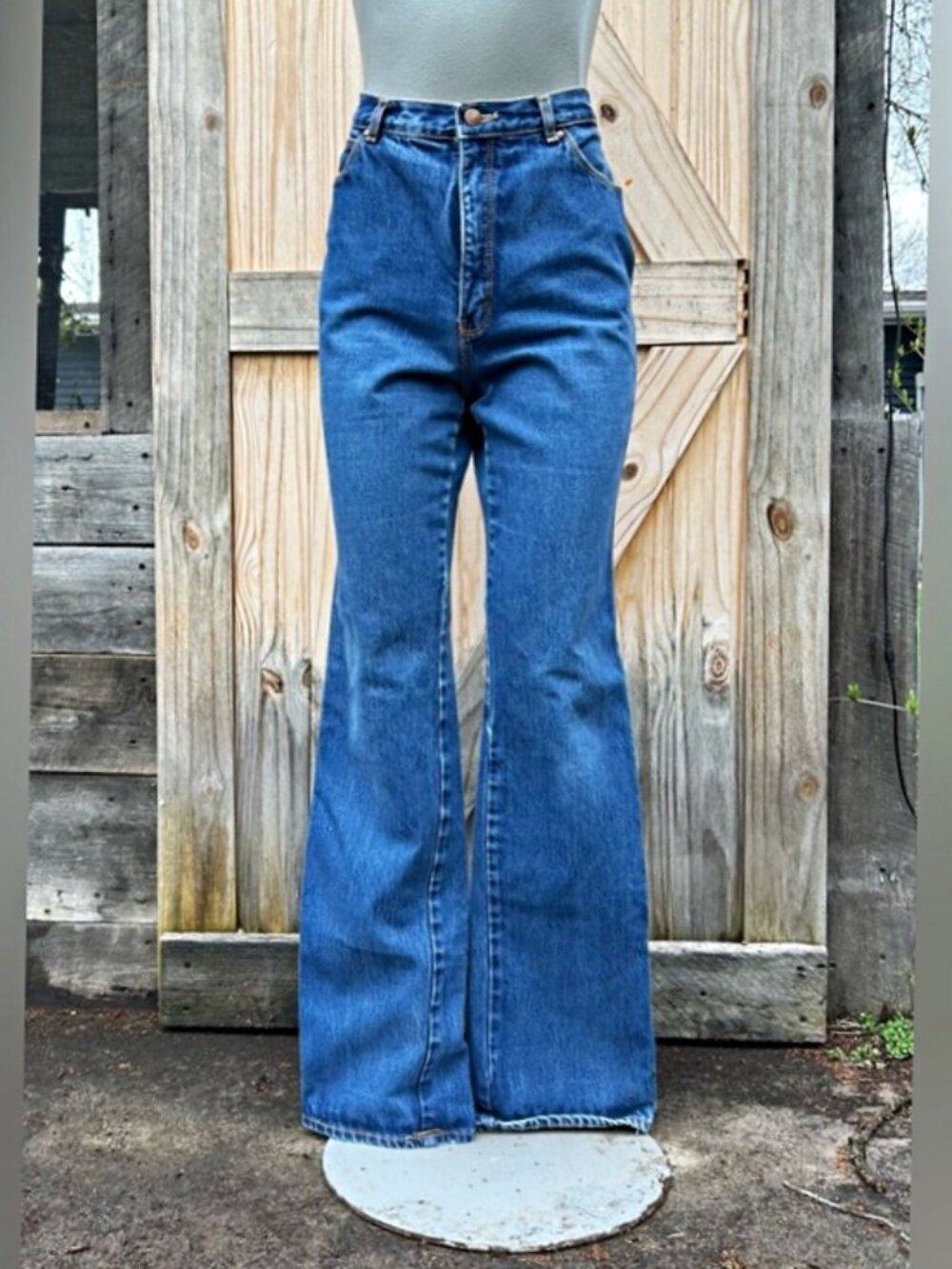 Vintage 70s Gloria Vanderbilt Murjani Swan Logo High Rise Boot Cut Jeans~9~